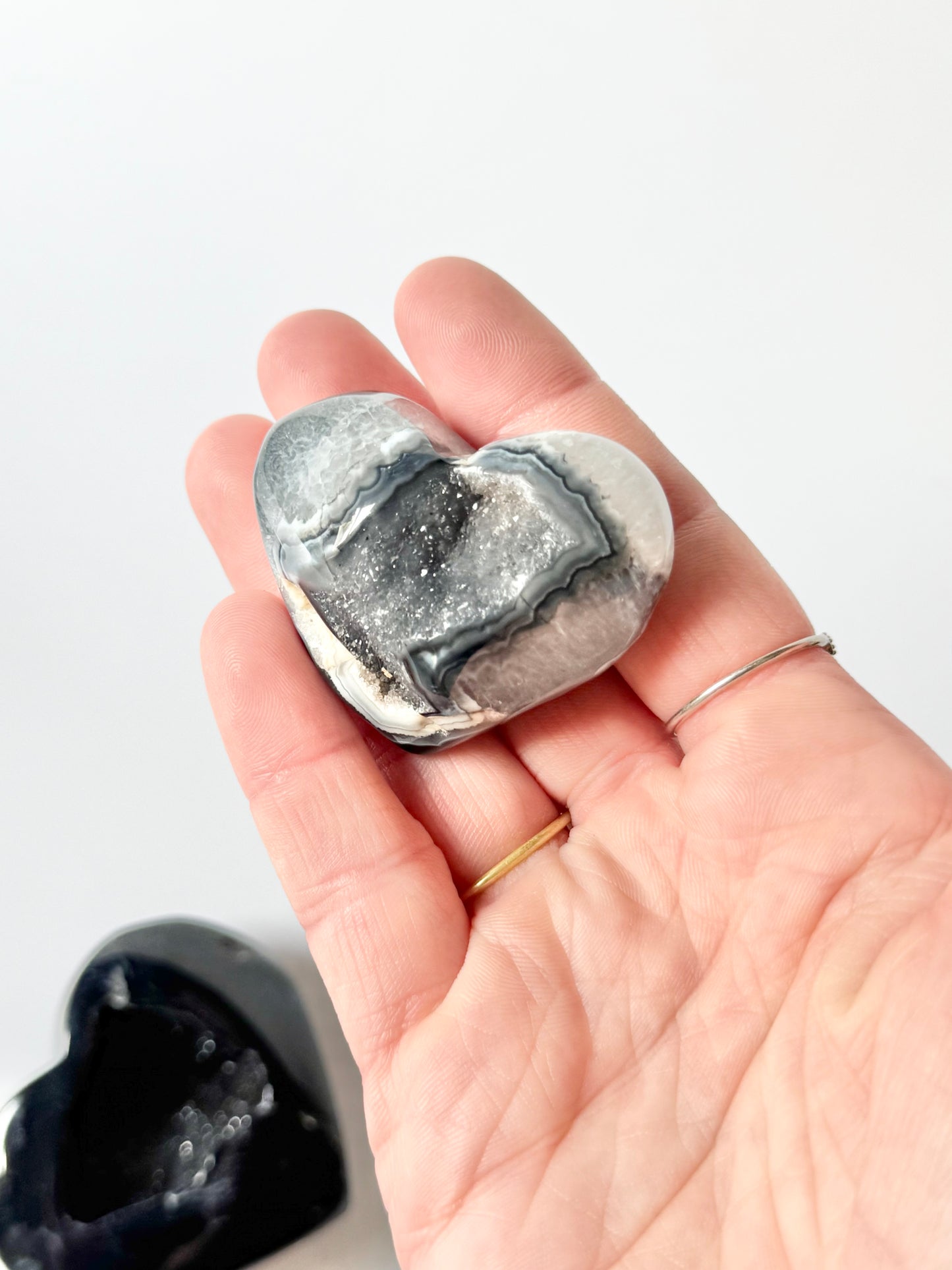 Druzy Agate Heart Carving