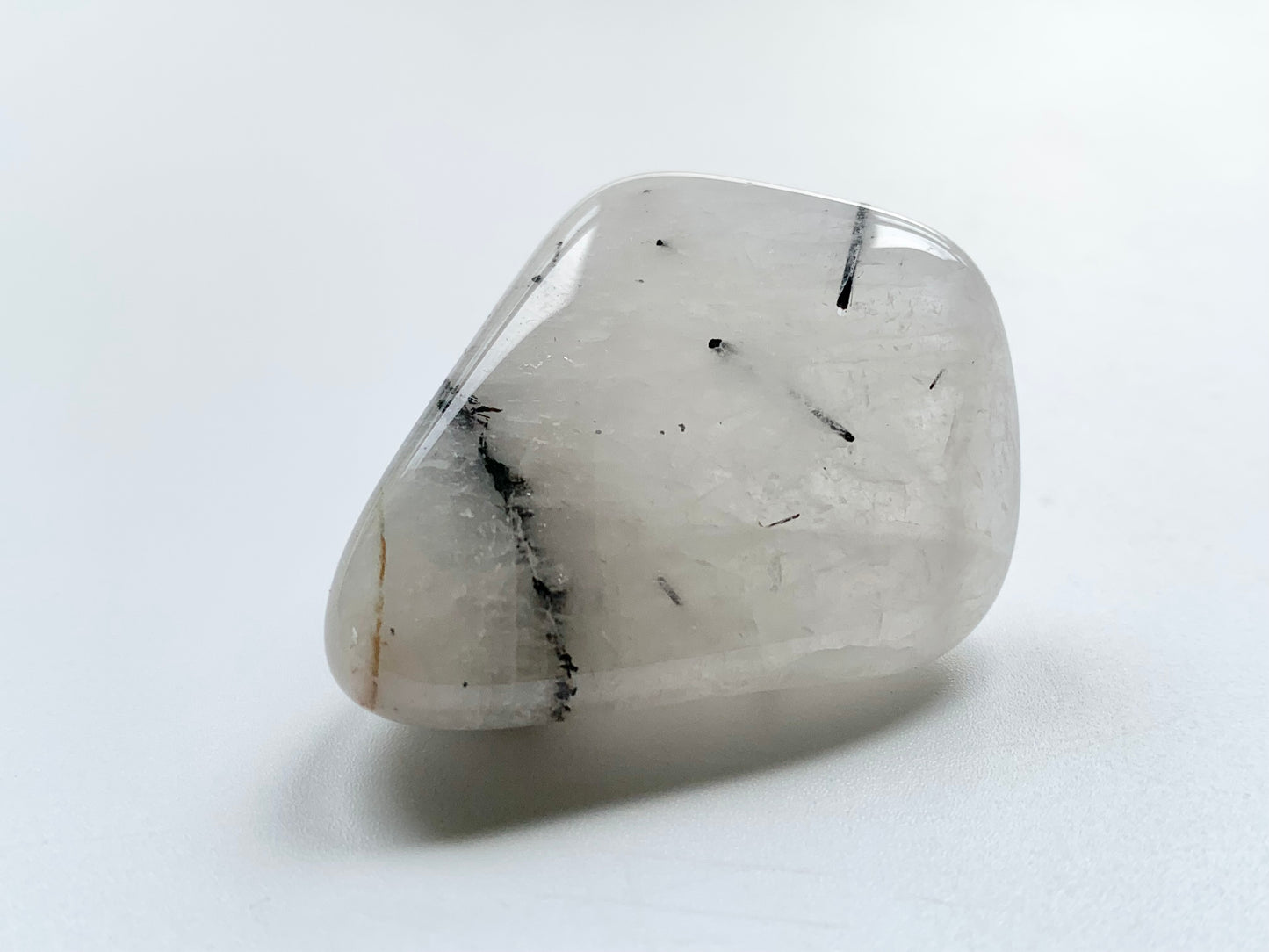 Tourmaline in White Quartz, Tumble