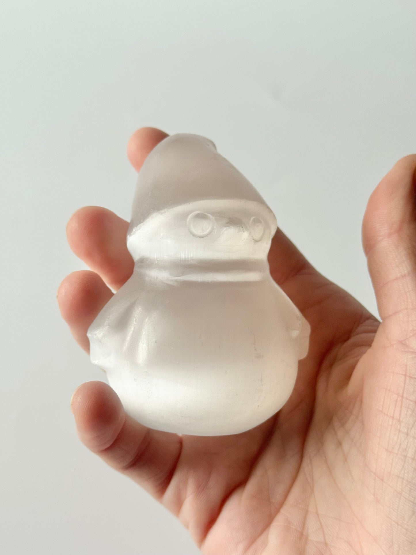 Penguin with hat, Satin Spar Holiday Carving