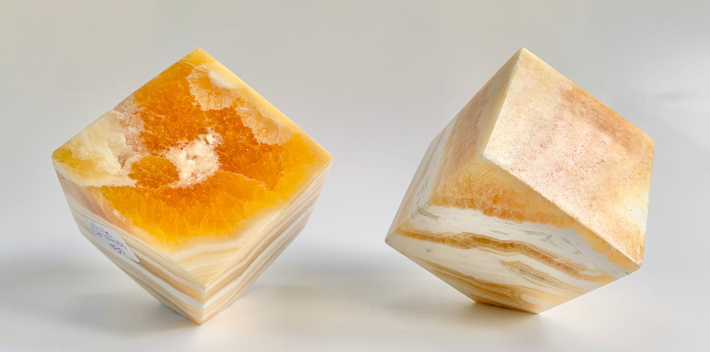 Orange Calcite Floating cube, ~16 oz