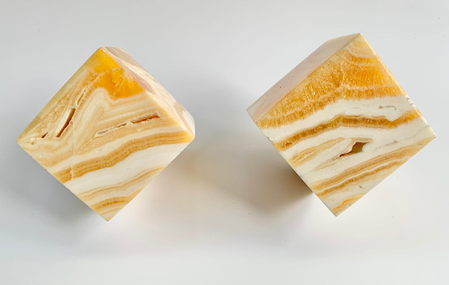 Orange Calcite Floating cube, ~16 oz