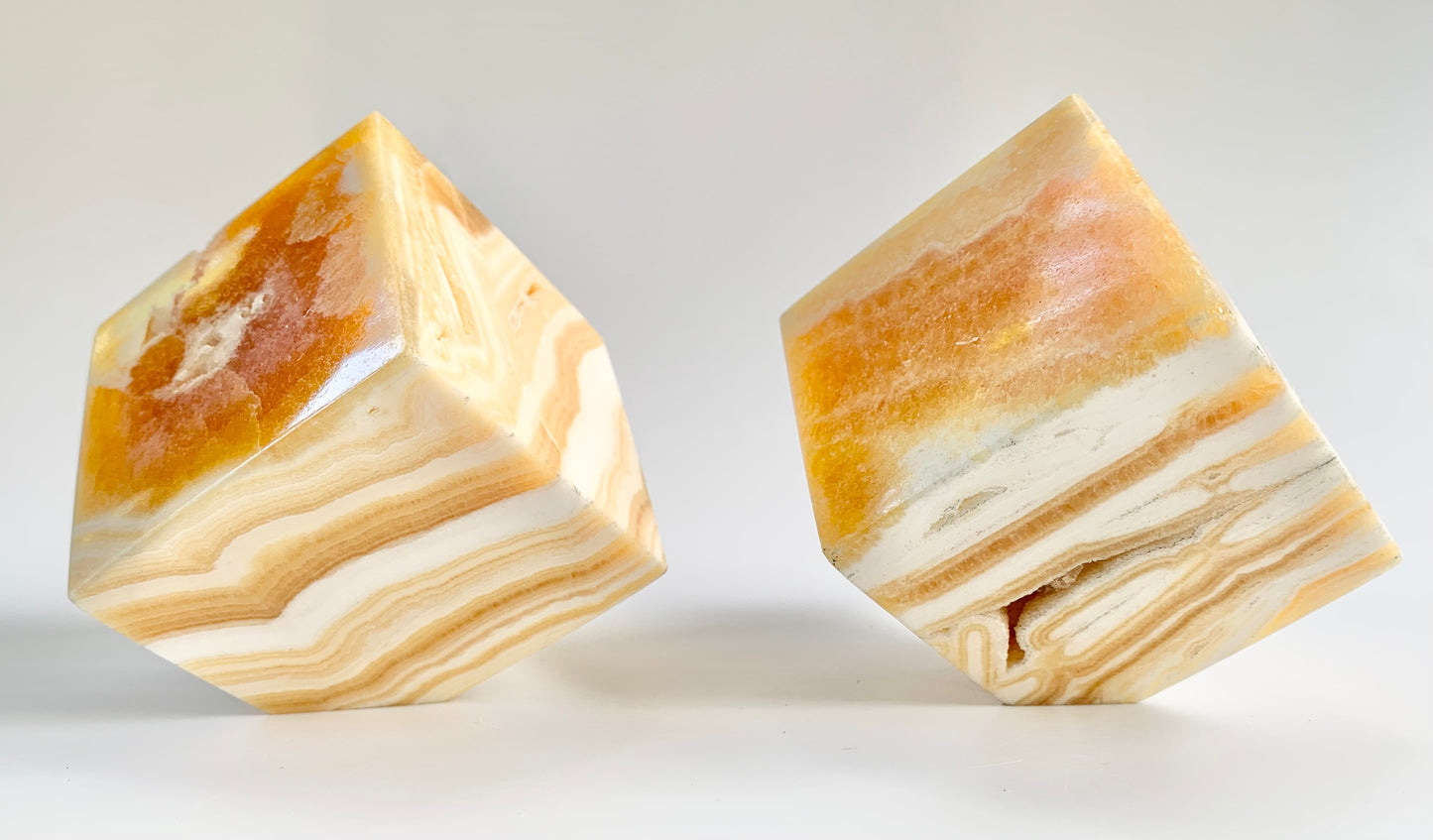 Orange Calcite Floating cube, ~16 oz
