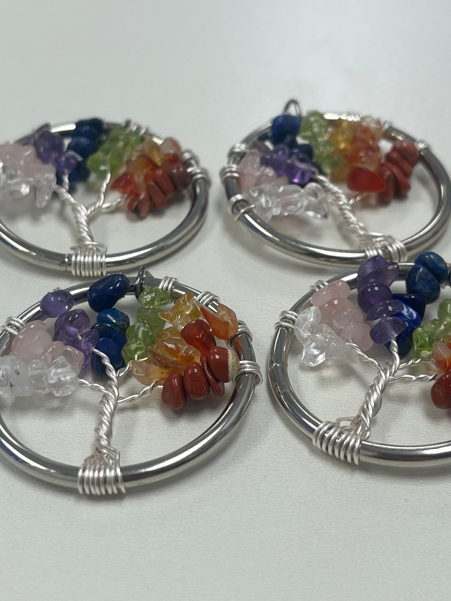 Chakra Tree of Life Pendant (~1.5" circle) with Black Cord