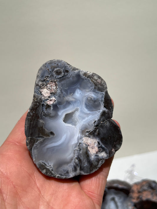 Druzy Mist Geode, cut and polished half