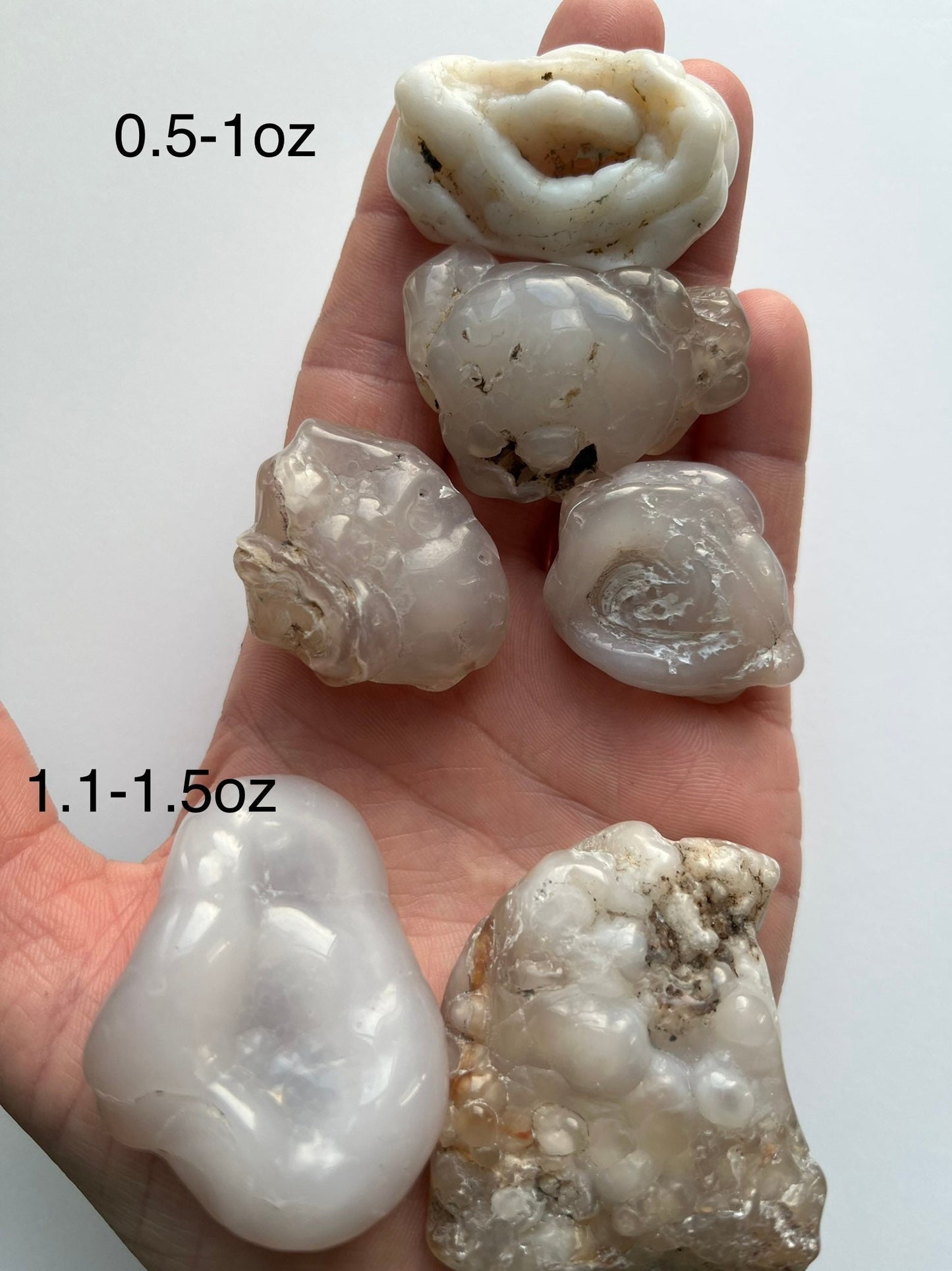 Polished Chalcedony roses, various sizes