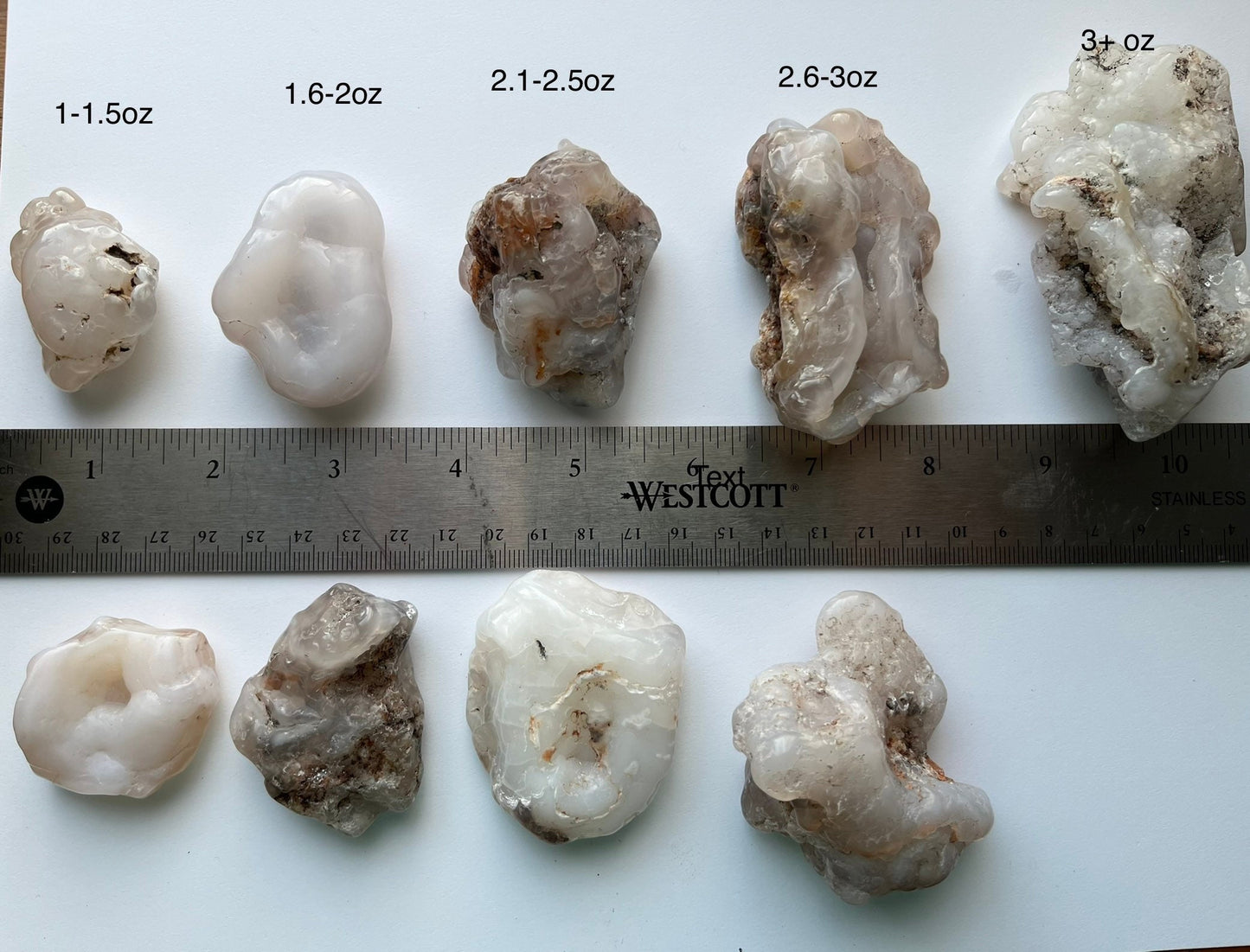 Polished Chalcedony roses, various sizes