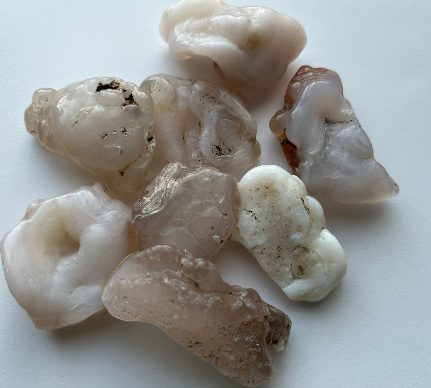 Polished Chalcedony roses, various sizes