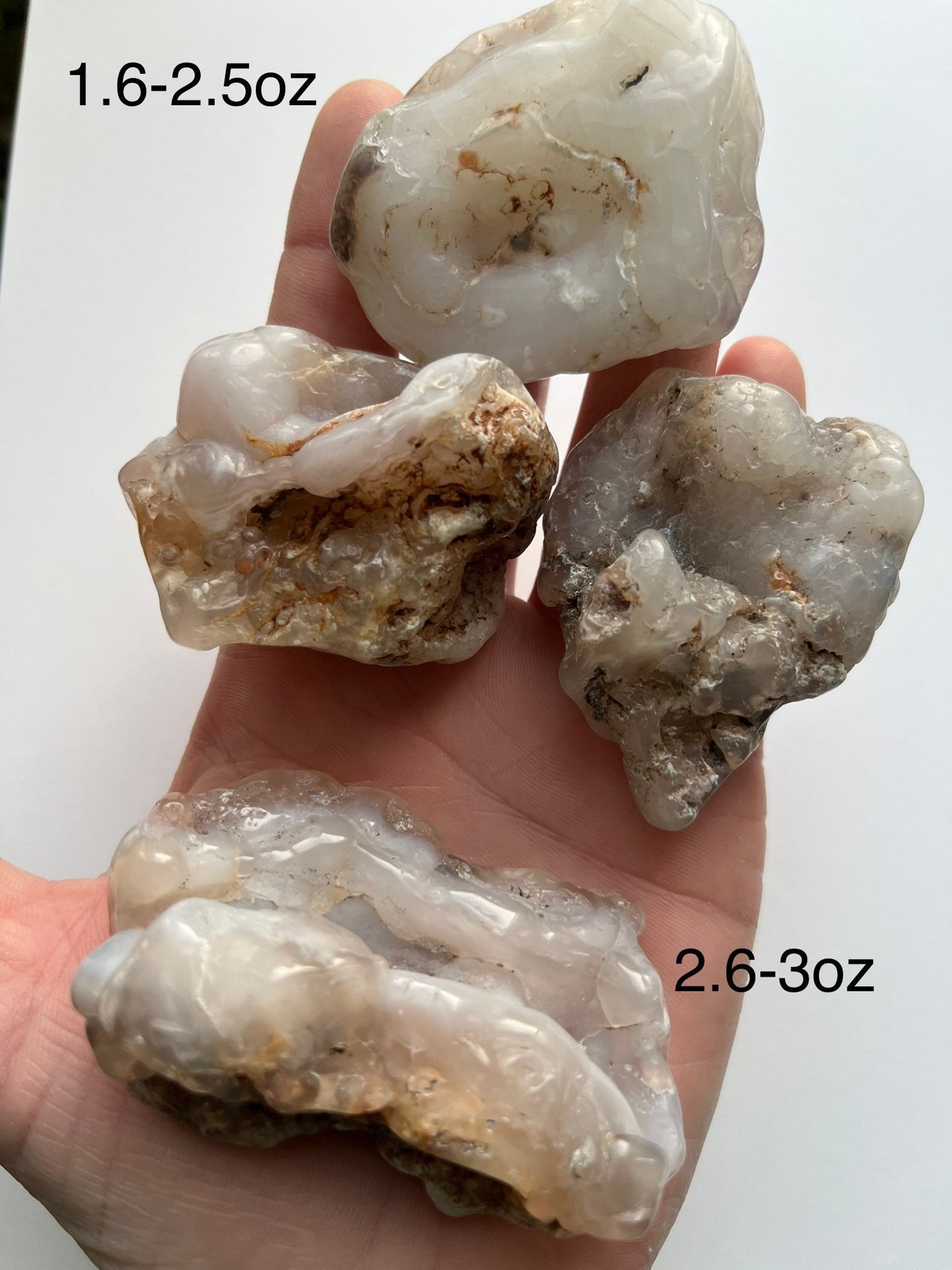 Polished Chalcedony roses, various sizes