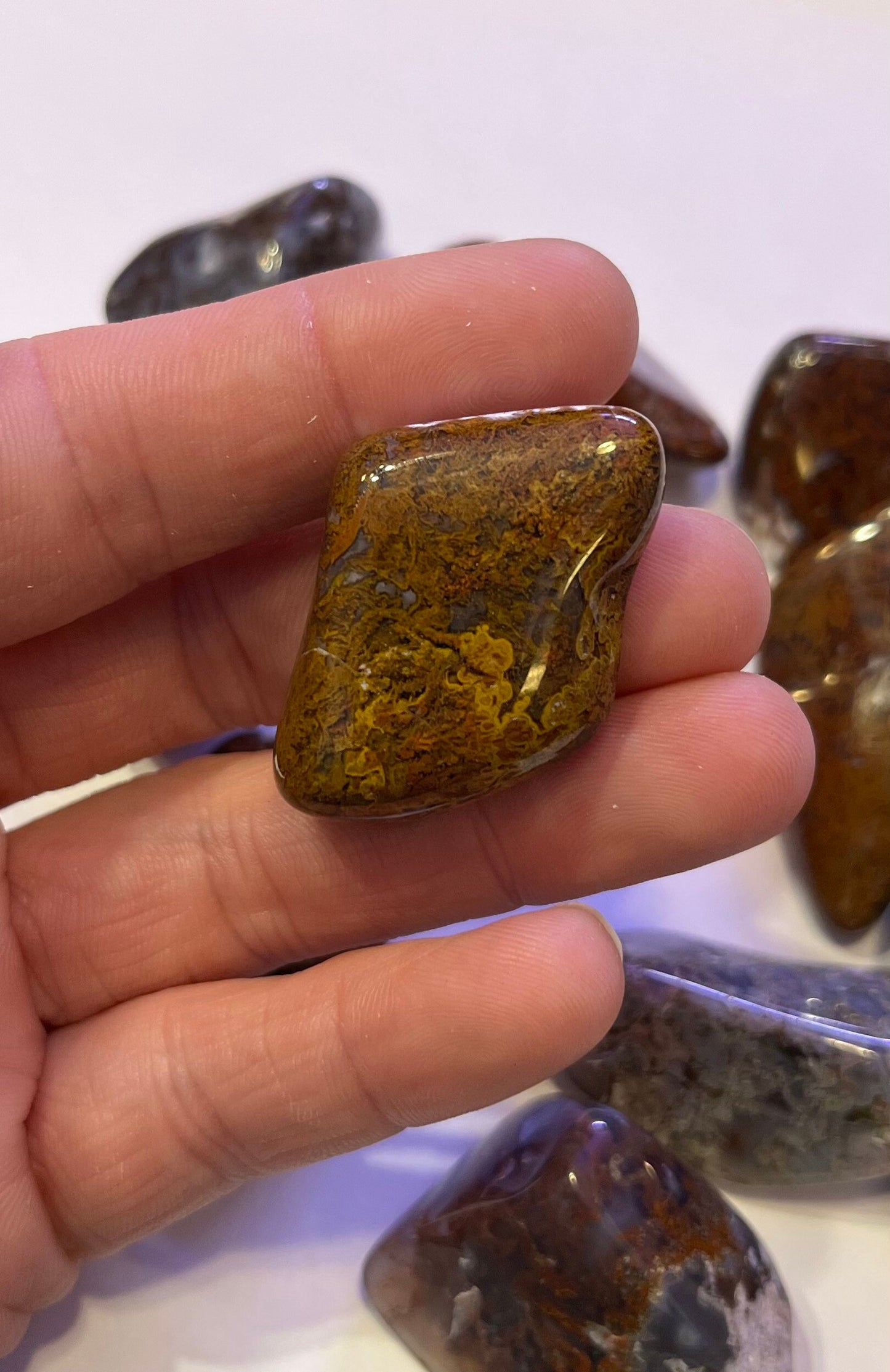 Mexican Moss Agate Polished stones, moss agate tumbles, pretty rocks