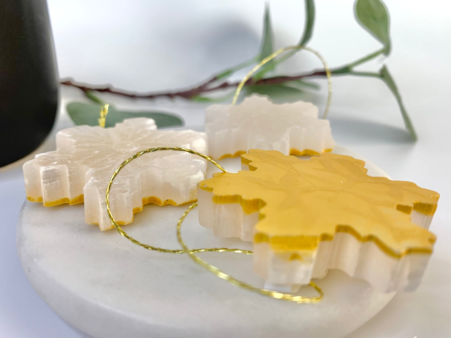 Satin Spar Gold Back Snowflake Ornament