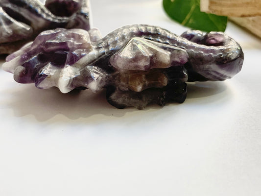 Chevron Amethyst Seahorse Carving
