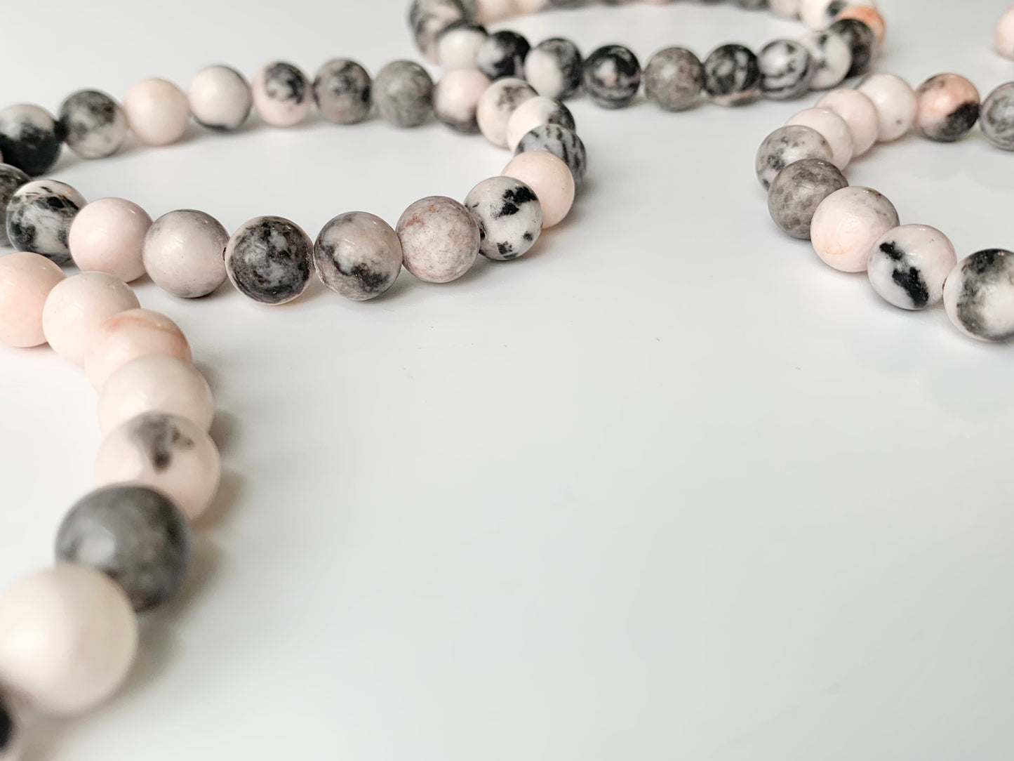 Pink Zebra Round Bead Bracelet, 8mm