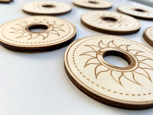 Small Sun on Circle Wooden Sphere Holder