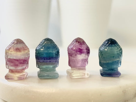 Fluorite ultra mini Buddha head carving