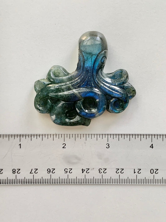 Labradorite Octopus Carving