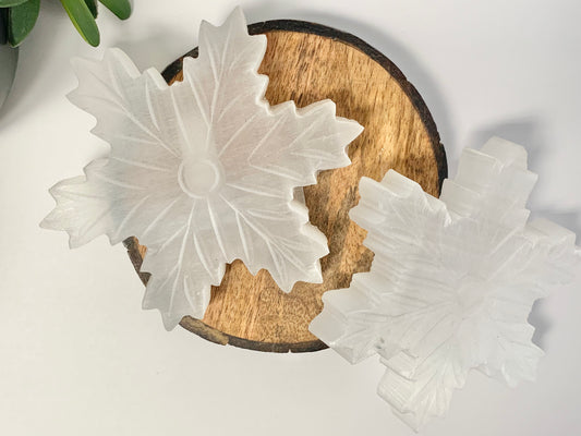 Satin Spar Crystal Snowflake, Large