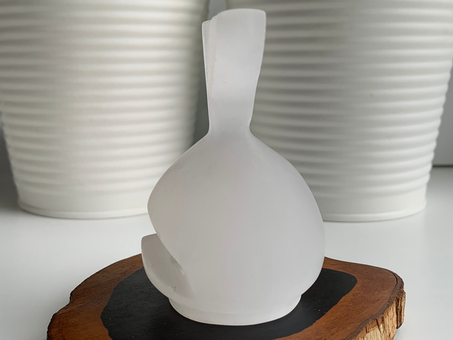 Satin Spar Bunny Head Carving
