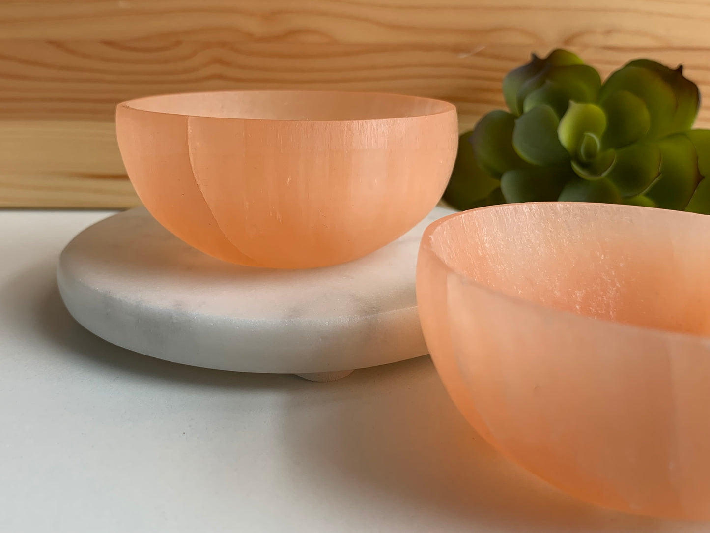 Peach Satin Spar Bowl, 3"