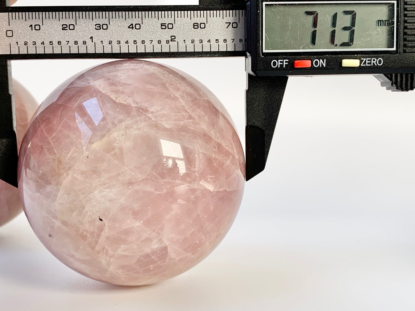 Rose Quartz Sphere, 71-72 mm