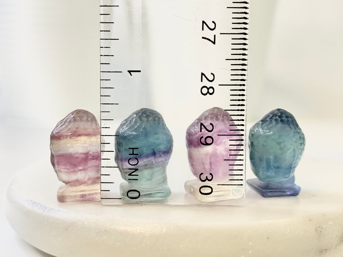 Fluorite ultra mini Buddha head carving