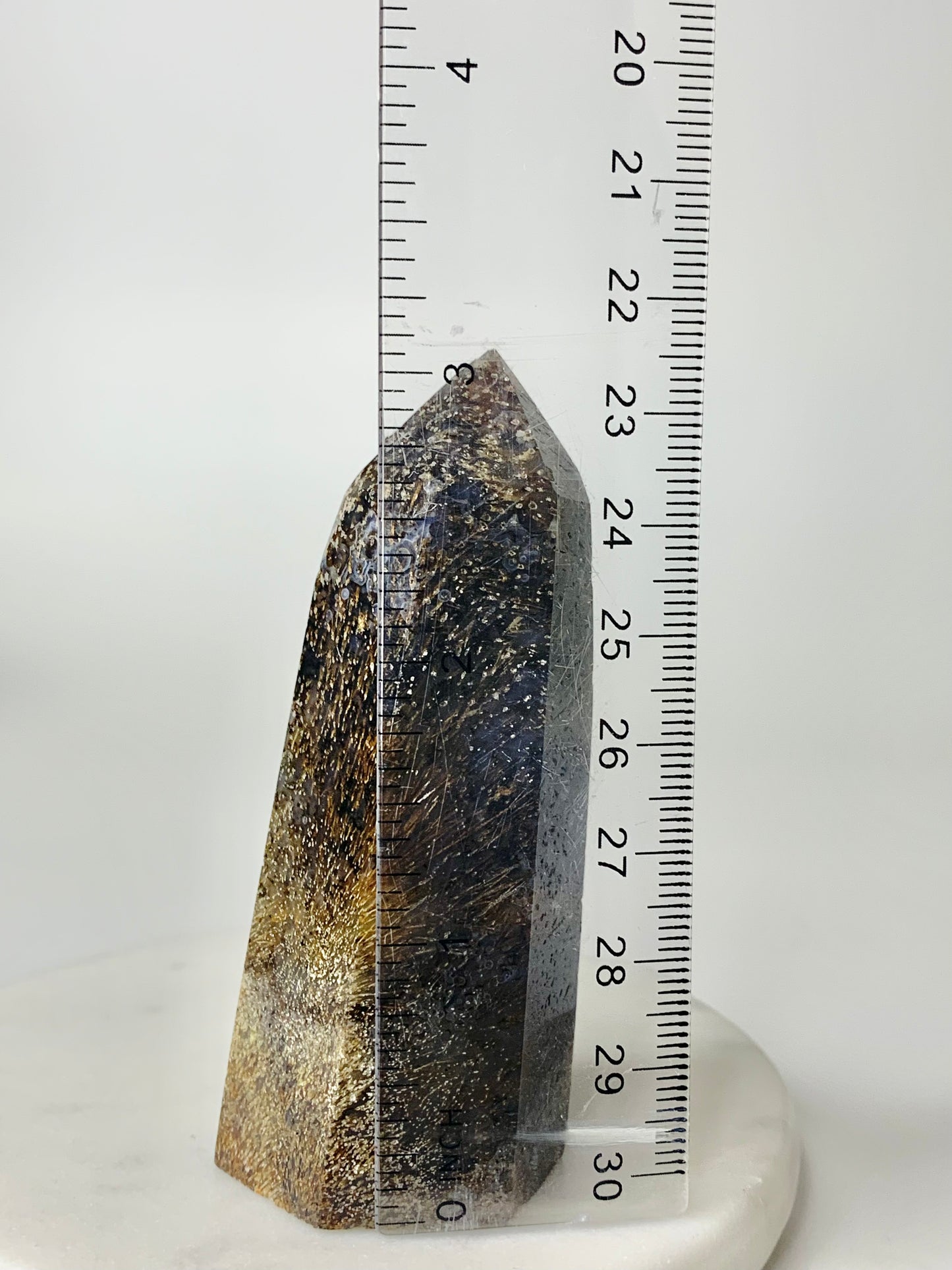 Sagenite Agate Tower, lean