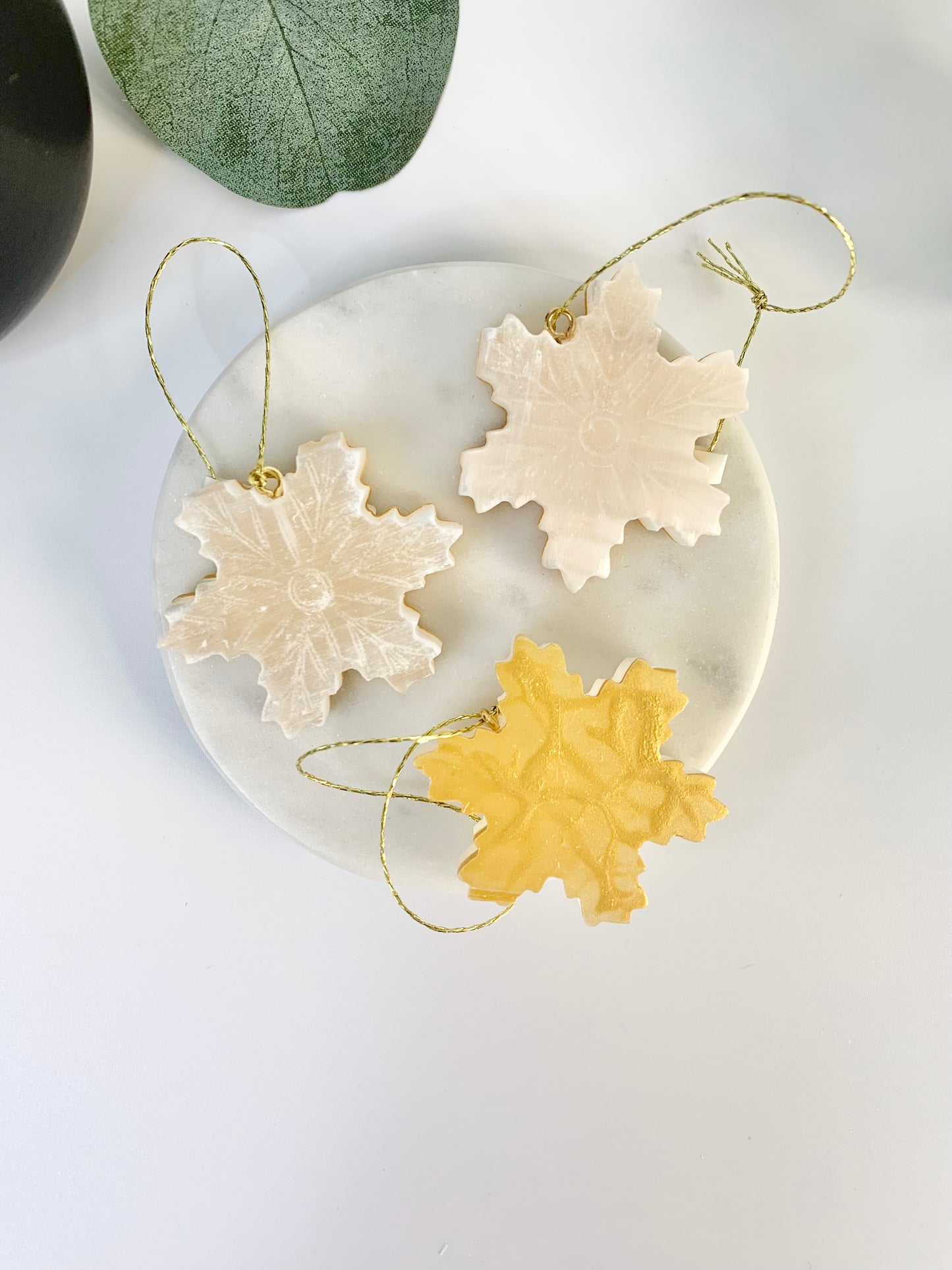 Satin Spar Gold Back Snowflake Ornament