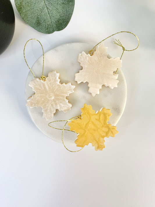 Satin Spar Gold Back Snowflake Ornament