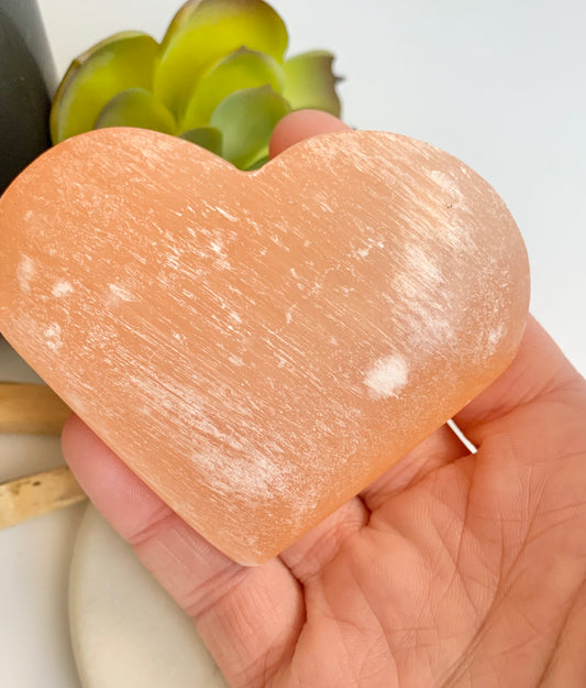 Peach Satin Spar Heart