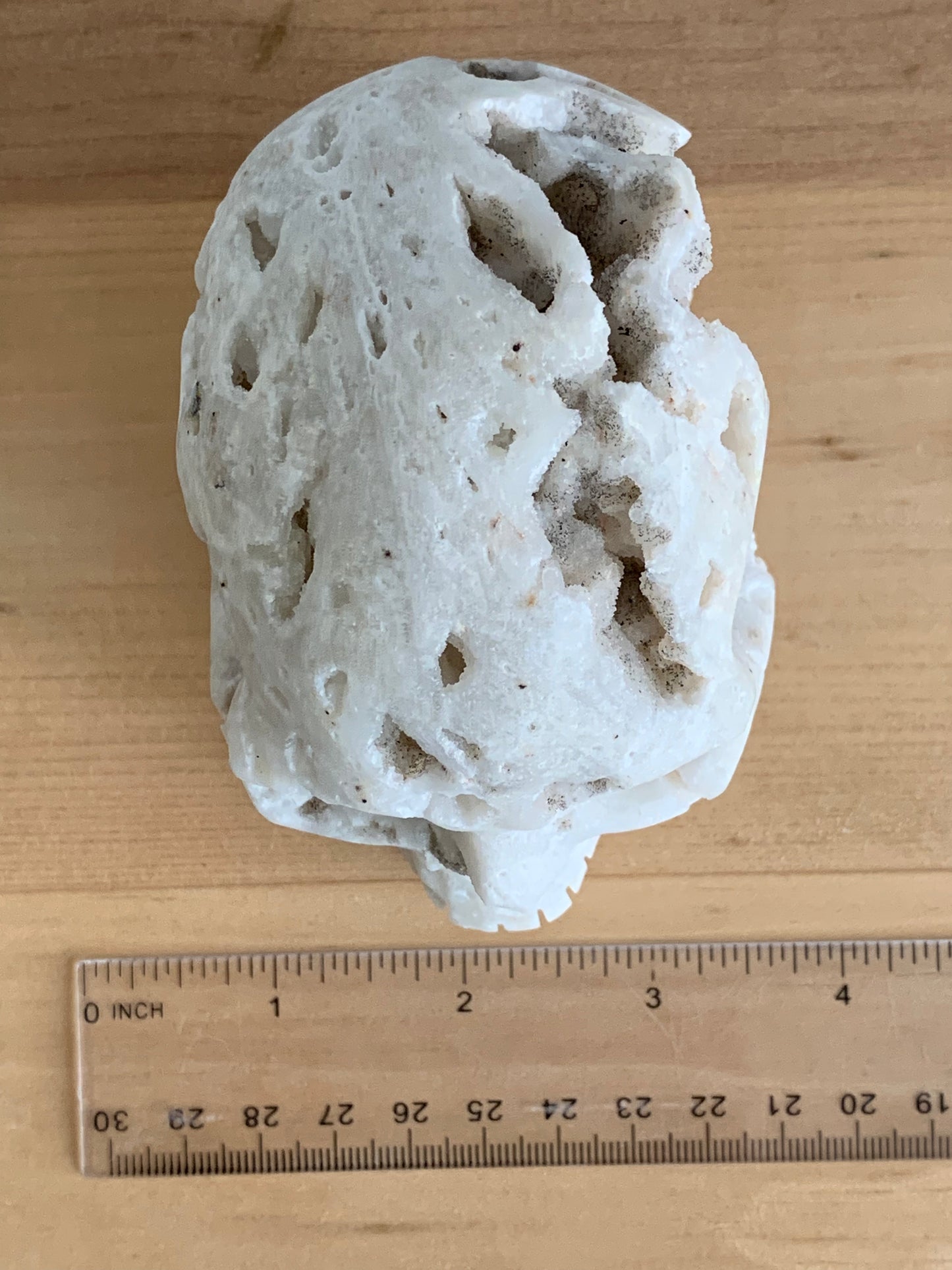 Satin Spar Bunny Head Carving