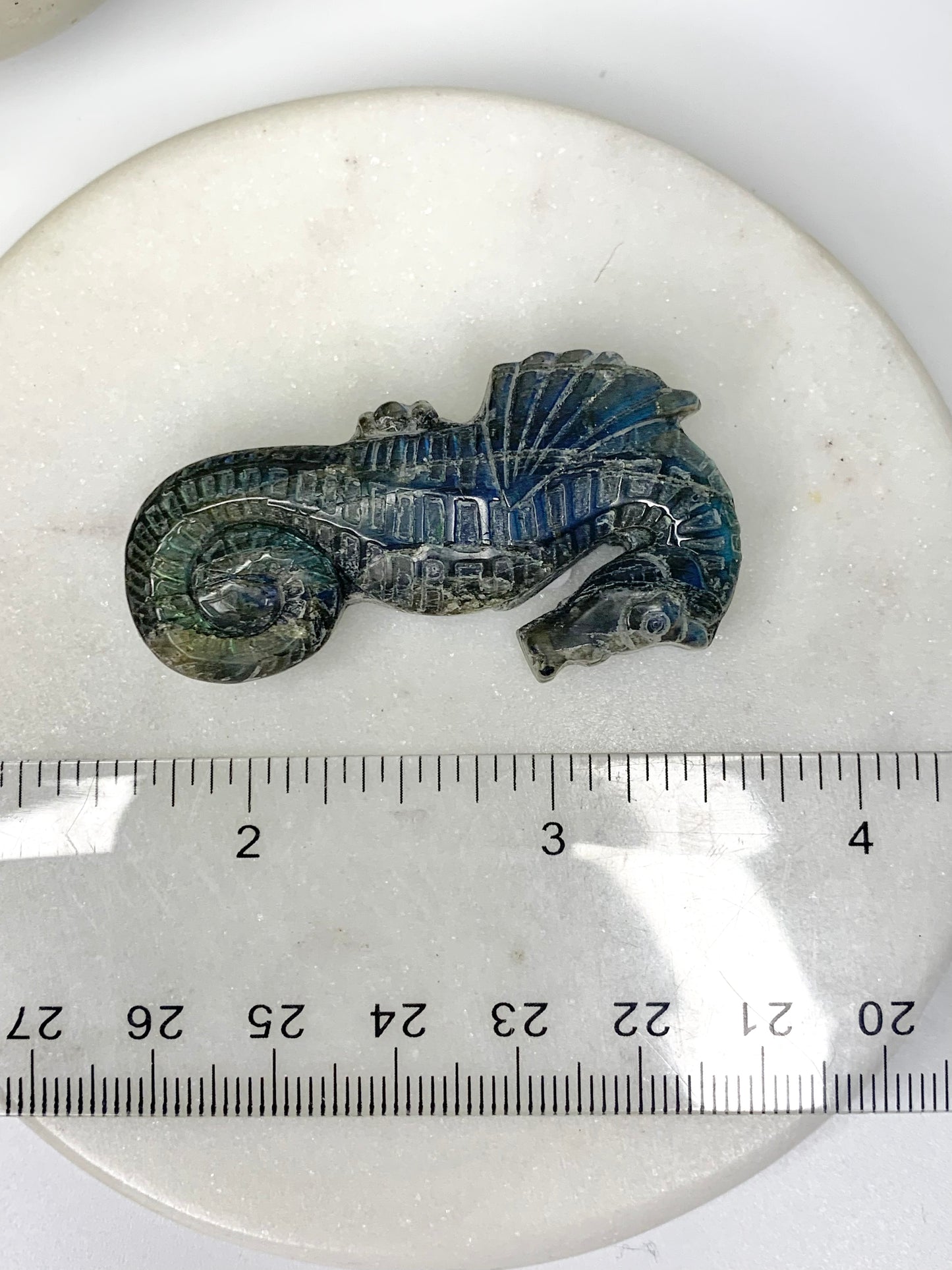 Labradorite Seahorse Carving, flat
