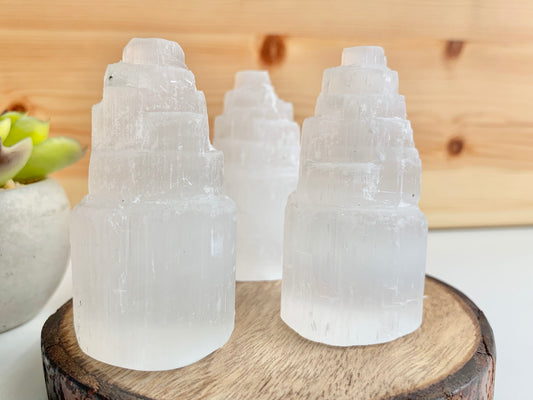 Satin Spar (Selenite) Towers 2”, 4”, 6”, or 8”
