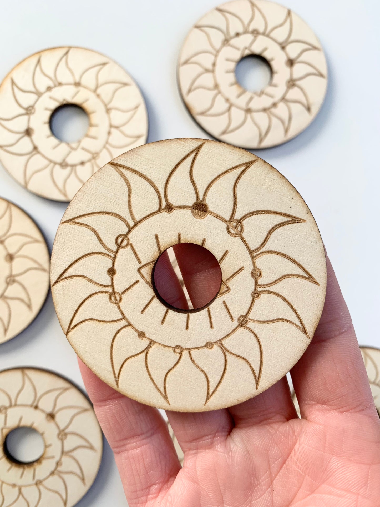 Large Sun on Circle Wooden Sphere Holder