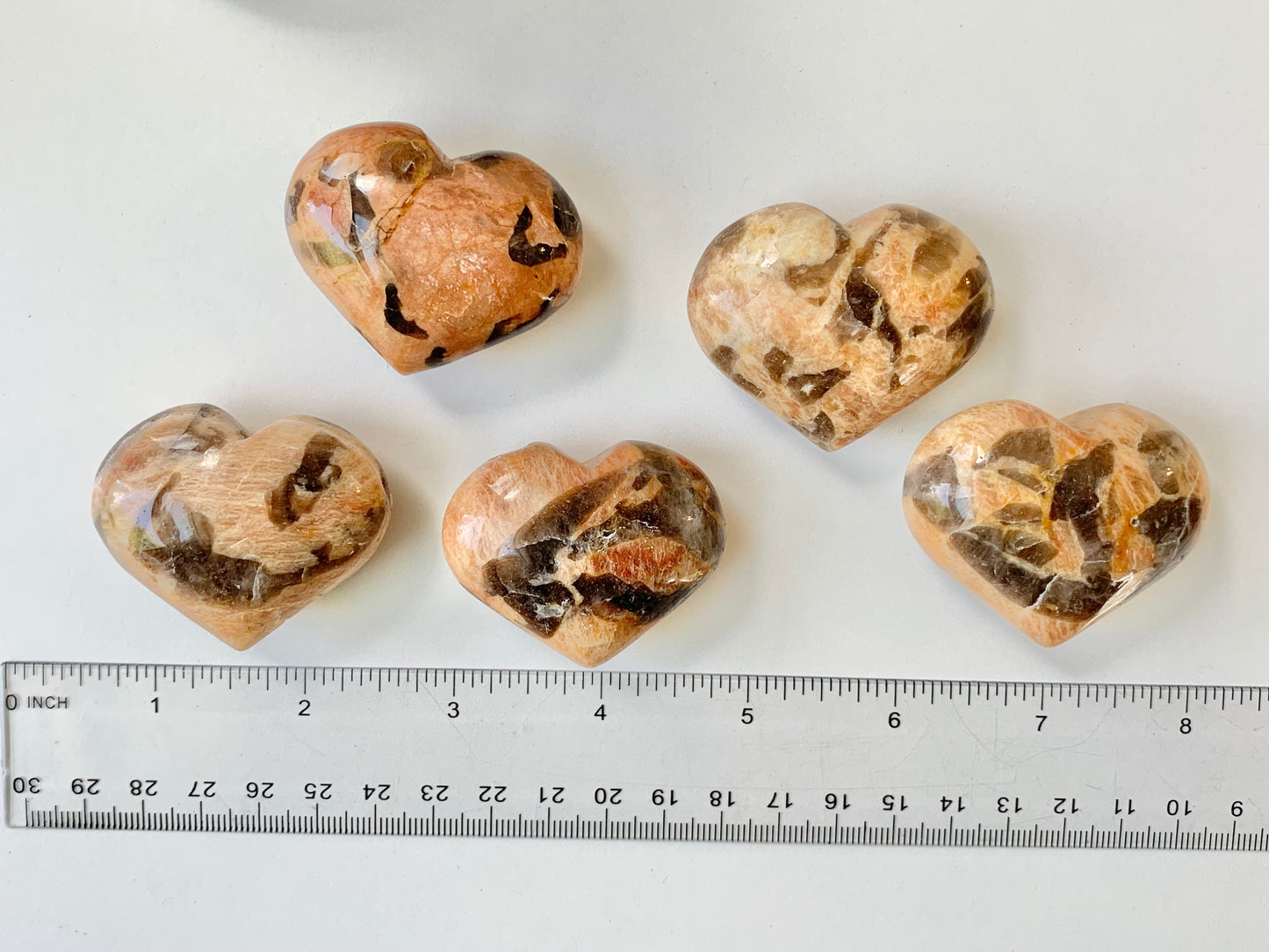 Peach Moonstone Heart with Smoky Quartz