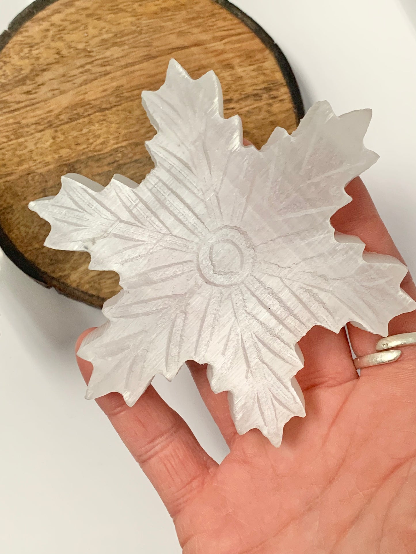 Satin Spar Crystal Snowflake, Large