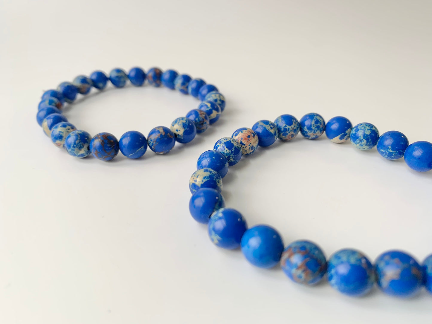 Blue Howlite Round Bead Bracelet