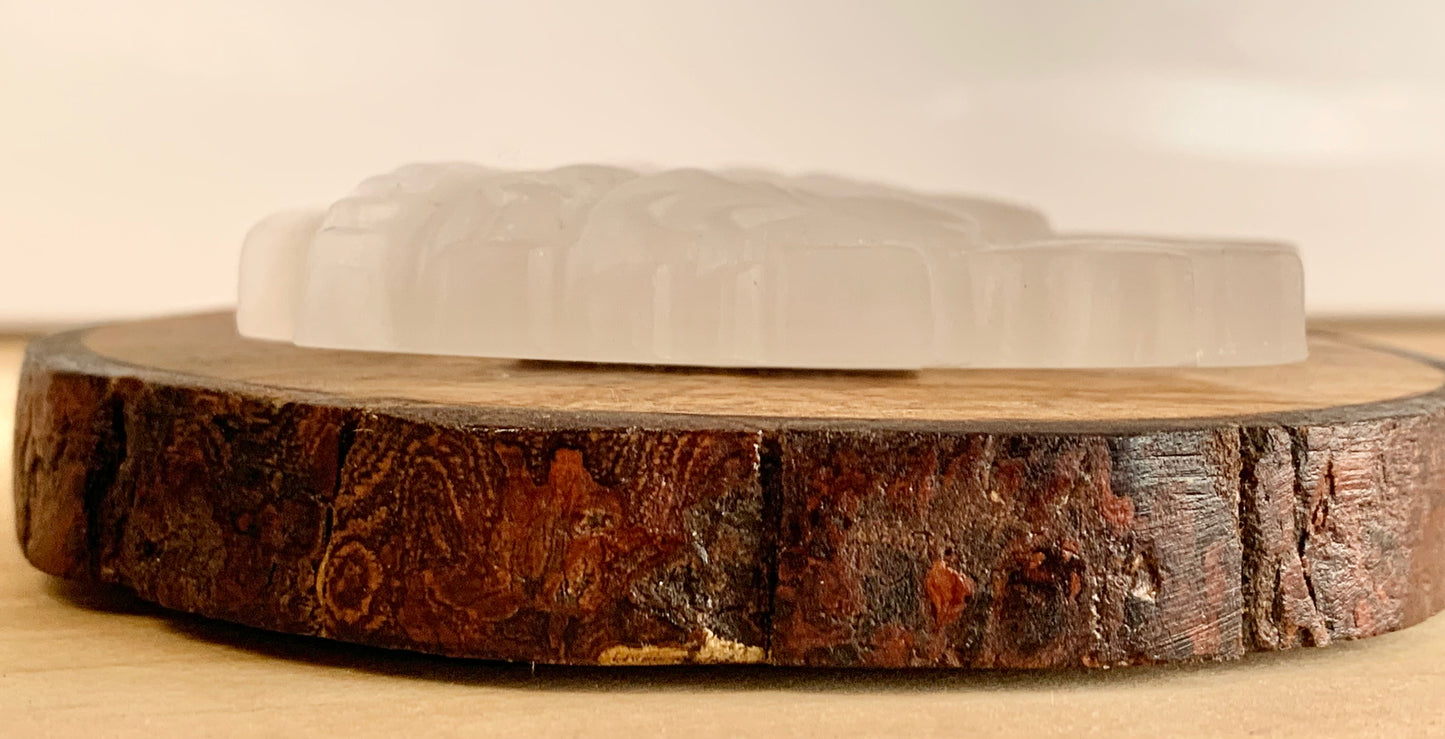 Satin Spar Christmas Tree Carving, crystal holiday tree