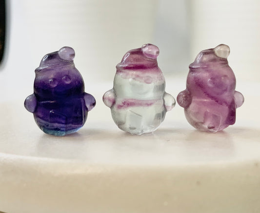 Fluorite ultra mini snowman carving