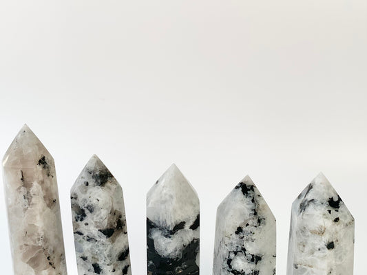 Rainbow Moonstone Tower, ~3-3.9oz