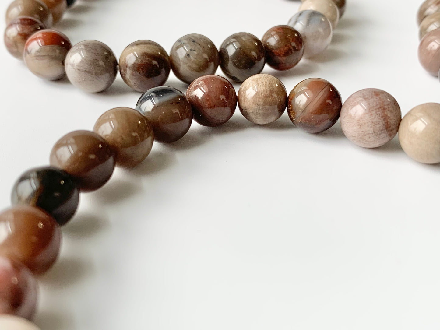 Petrified Wood Round Bead Bracelet