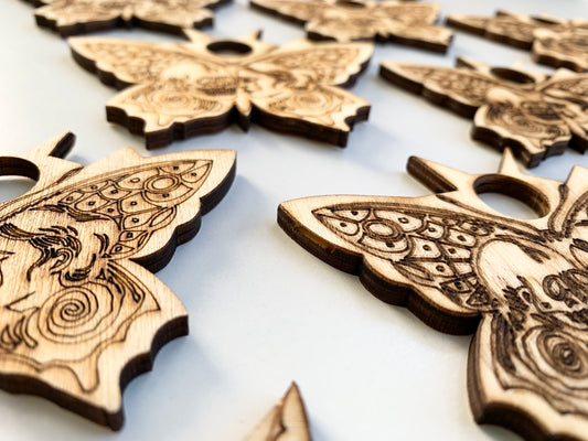 Moth Two Faces Wooden Sphere Holder