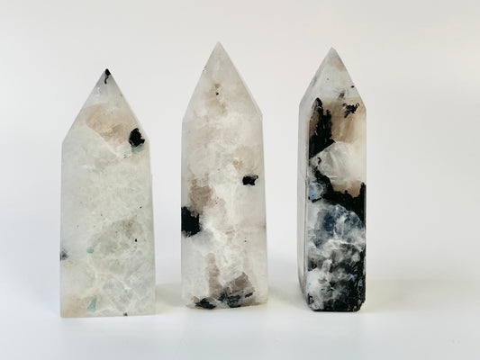 Rainbow Moonstone Tower, ~1-1.9 oz obelisk