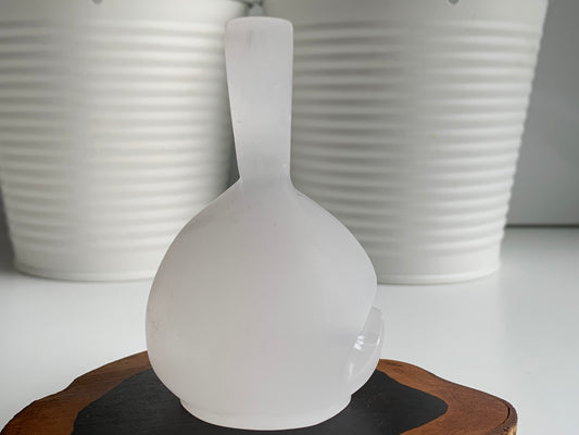 Satin Spar Bunny Head Carving