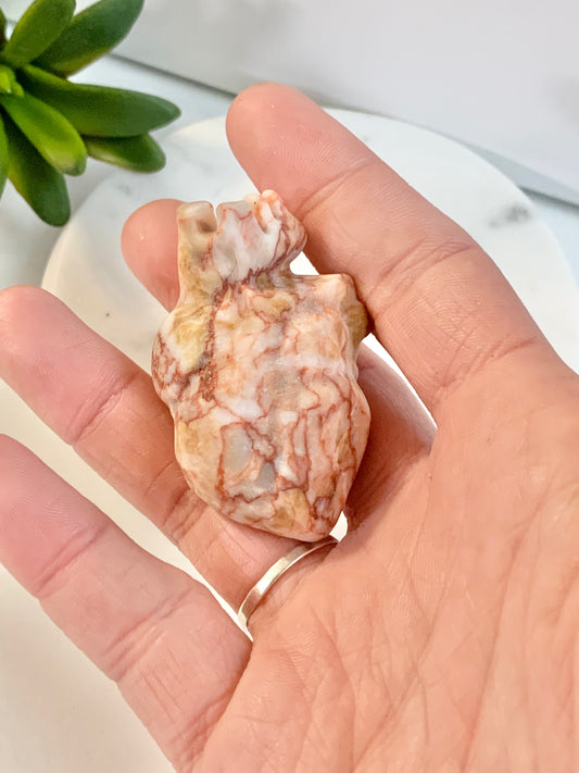 Red Vein Jasper Anatomical Heart, small