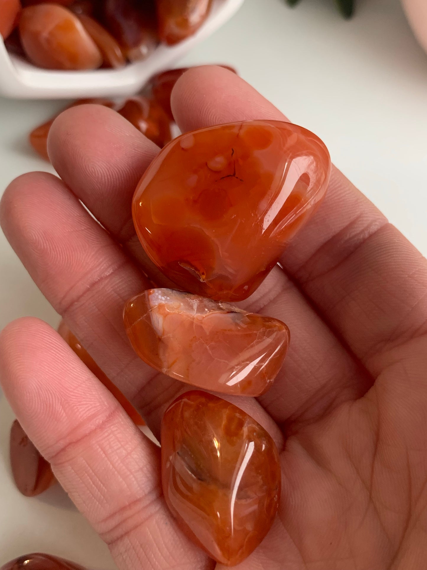 Carnelian tumbles, polished carnelian