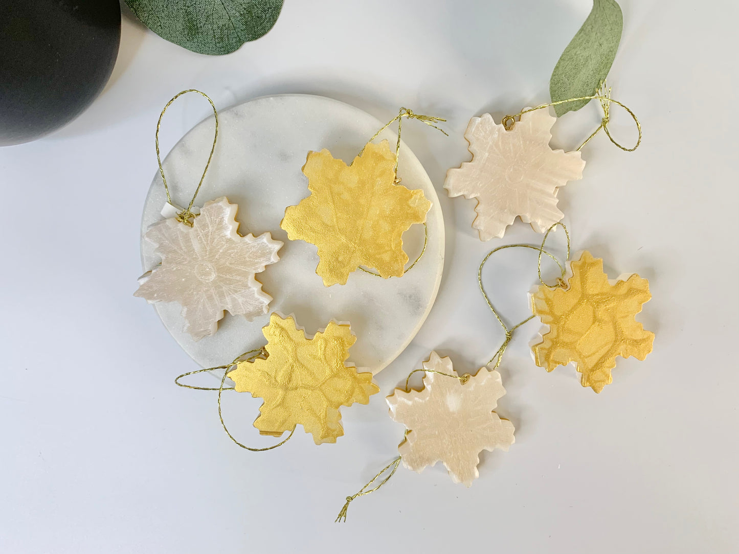 Satin Spar Gold Back Snowflake Ornament
