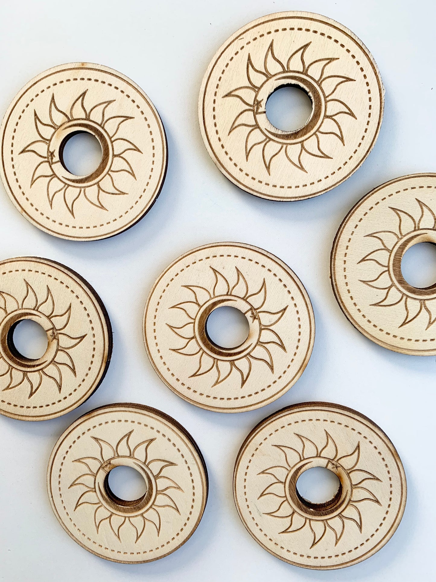 Small Sun on Circle Wooden Sphere Holder