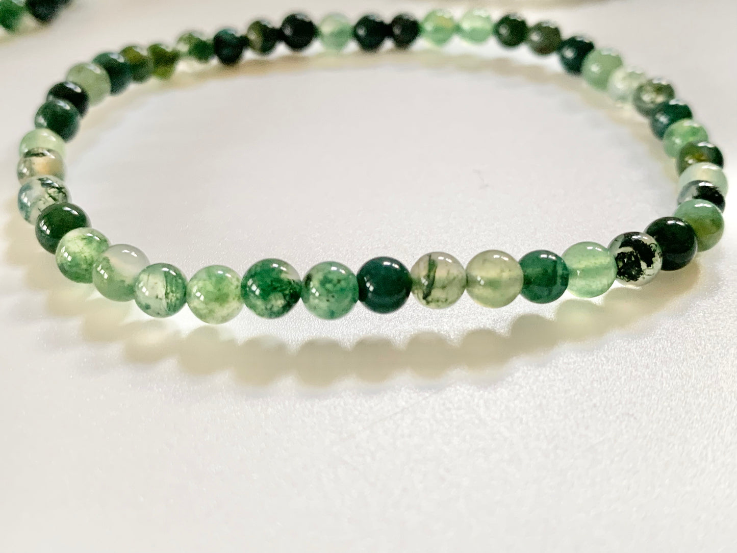 Green Moss Agate Bracelet, 4mm