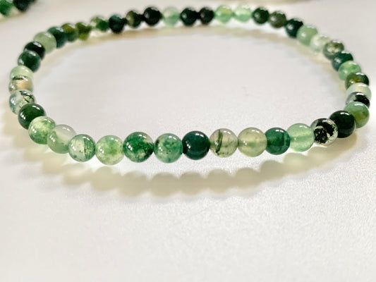 Green Moss Agate Bracelet, 4mm