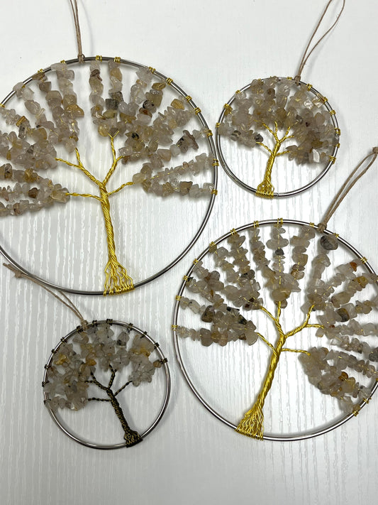 Golden Rutile Quartz Tree of Life Hanging