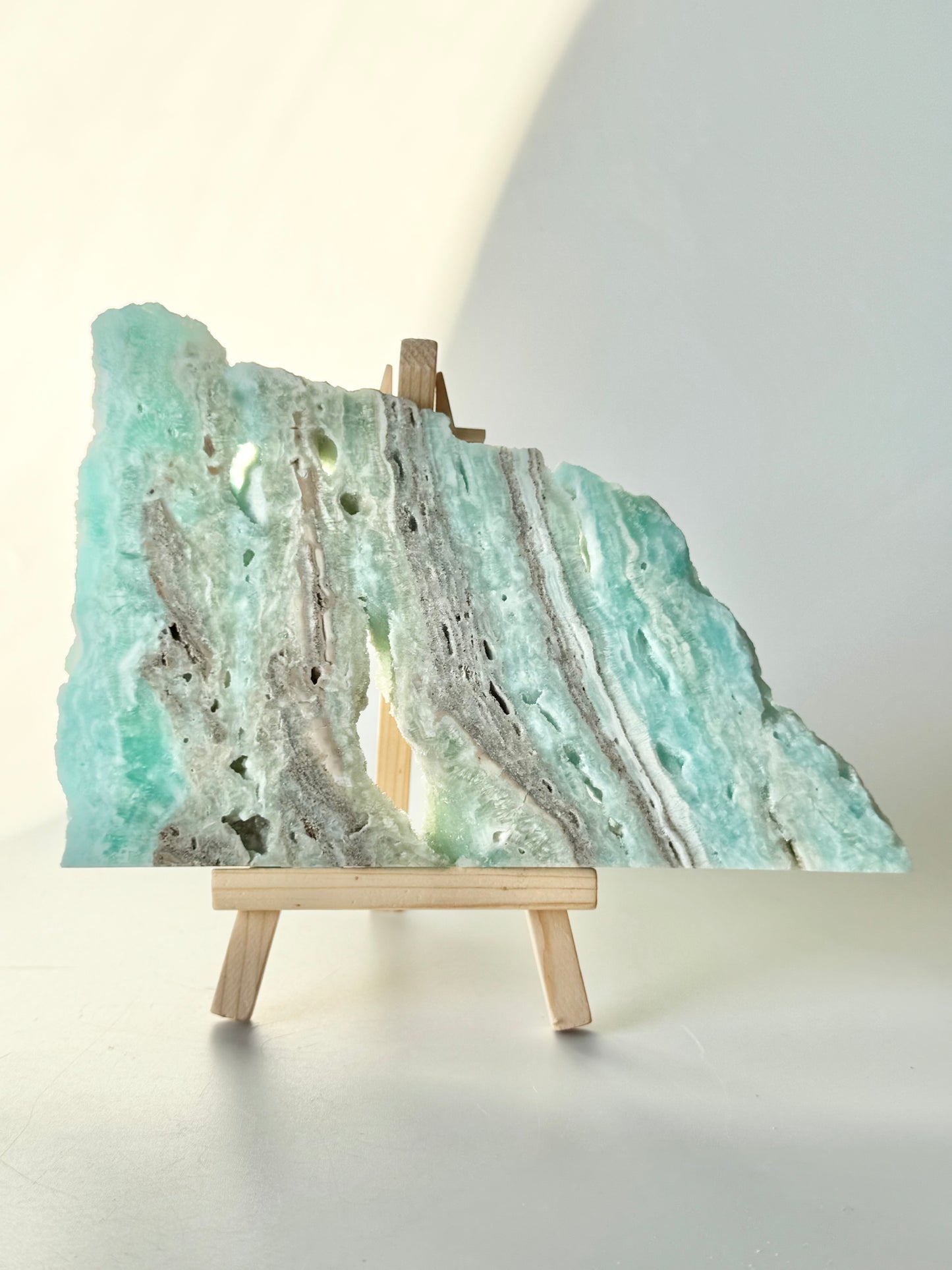 Blue aragonite slab